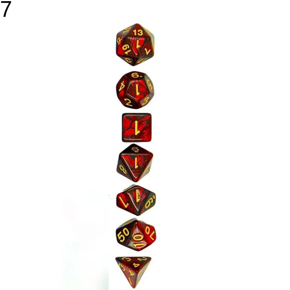 7-Die/Set New Acrylic Dice Set For TRPG DND Polyhedral 7-Die Lidescent Glitter Digital Dice Entertainment Game Accessories
