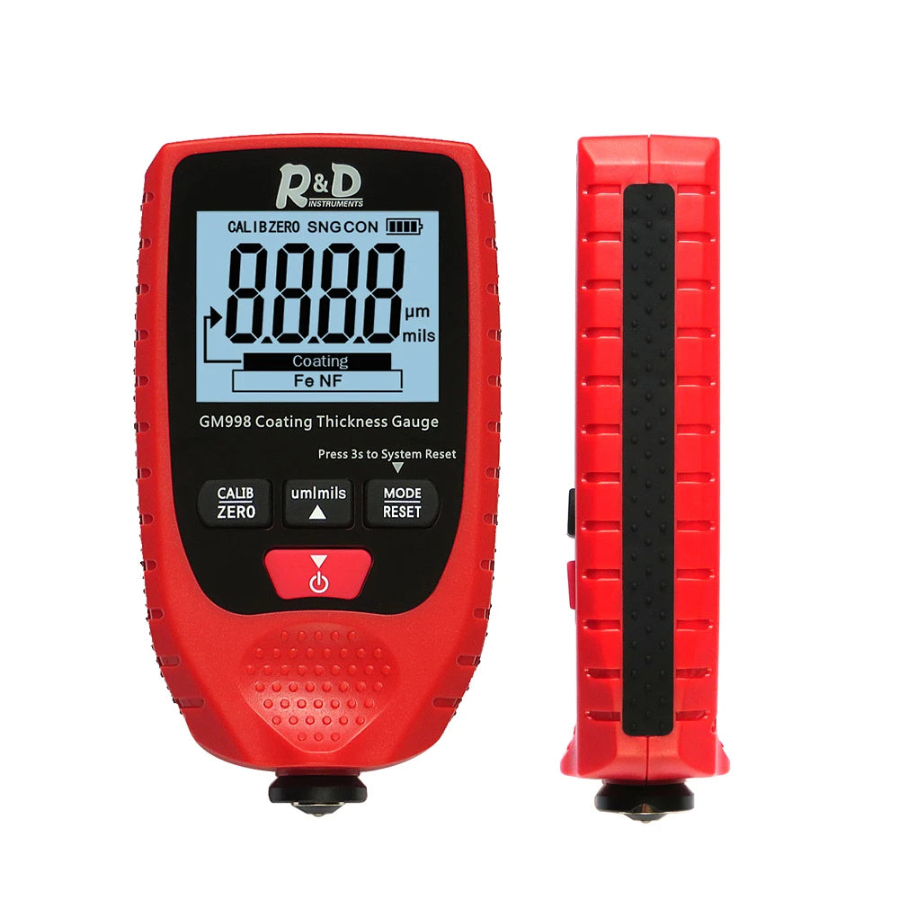 Full Black GM998 Car Paint Coating Thickness Gauge Electroplate Metal Coating Thickness Tester Meter 0-1500um Fe & NFe Probe
