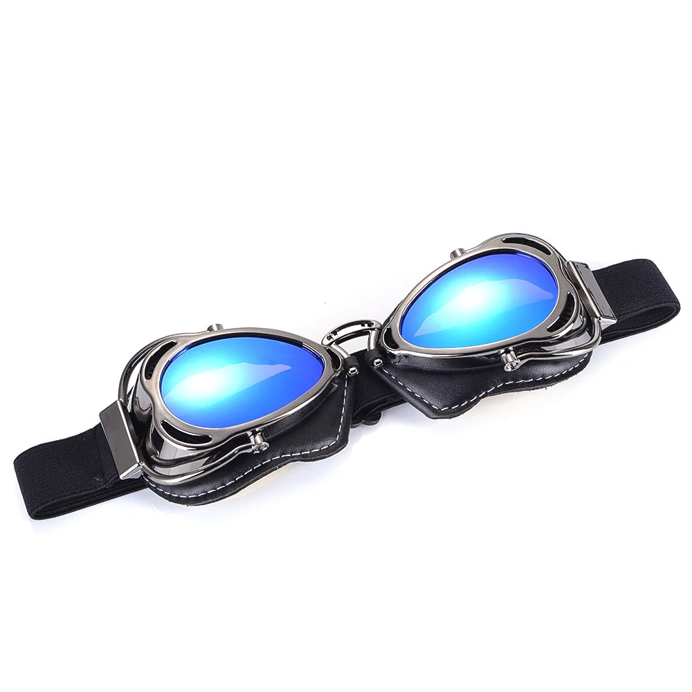 BJMOTO Motorcycle Helmet Steampunk Glasses Flying Goggles Vintage Pilot Biker Eyewear Goggle