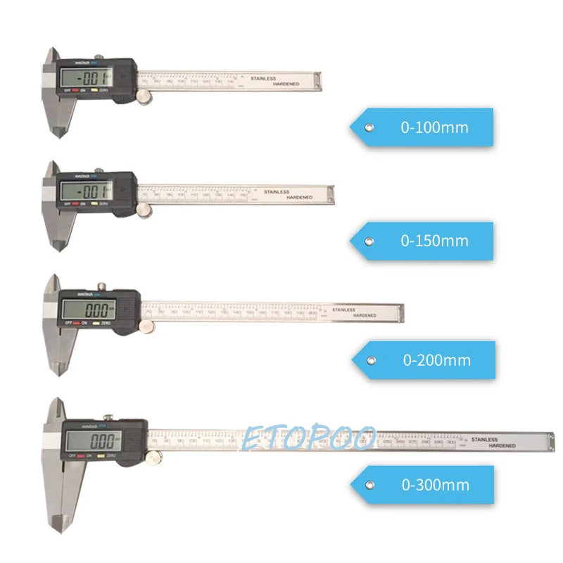 Industrial Level Stainless Steel Digital Caliper 0-100mm 0-150mm 200mm 300mm Electronic Carbon Fiber Caliper Micrometer Gauge
