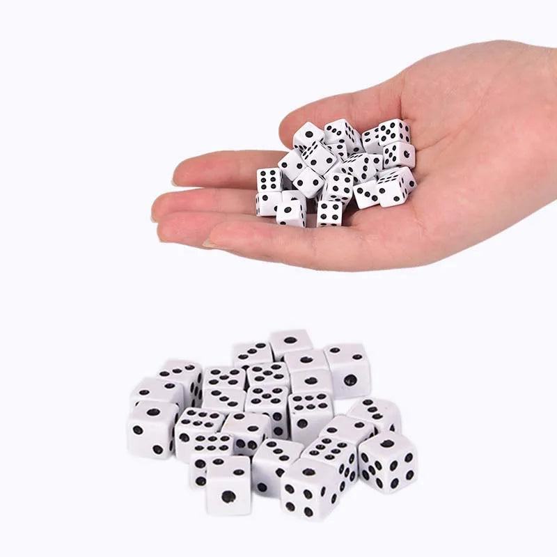 50 Pieces Dices 8mm Birthday Parties Board Game Wholesale Plastic White Gaming Dice Standard Six Sided Decider
