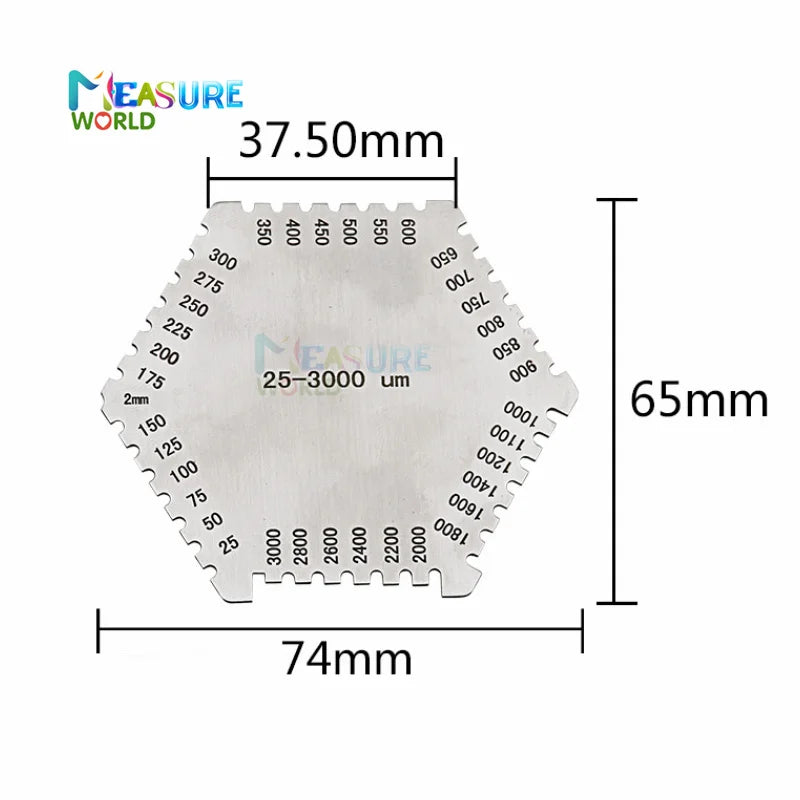 25-3000um High-Precision Hexagon Wet Film Comb Paint Wet Film aluminum wet diaphragm comb wet film thickness gauge 25-3000um