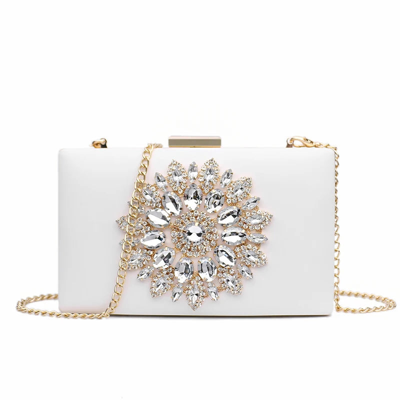 White Women Clutch Bag Wedding Clutch Purse Bridal Evening Crystal Summer Bags for Women 2021 Luxury Small Crossbody Bags