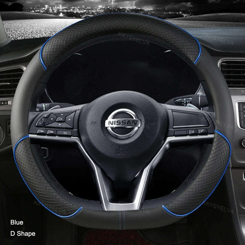 Car Steering Wheel Cover D Type PU Leather For Nissan X-trail Qashqai Rogue Sport Rogue 2017 2018 2019 2020 2021 Altima Versa