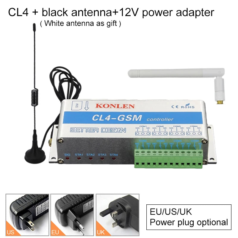 CL1 CL4 GSM Relay Controller SMS Call Remote Control Power Switch Home Automation for Gates Electric Door Opener Lock Pump Motor
