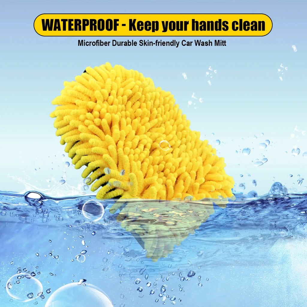 Microfiber Car Wash Mitt Ultrafine Fiber Chenille Wash Glove Soft Mesh Backing No Scratch for Car Wash and Cleaning