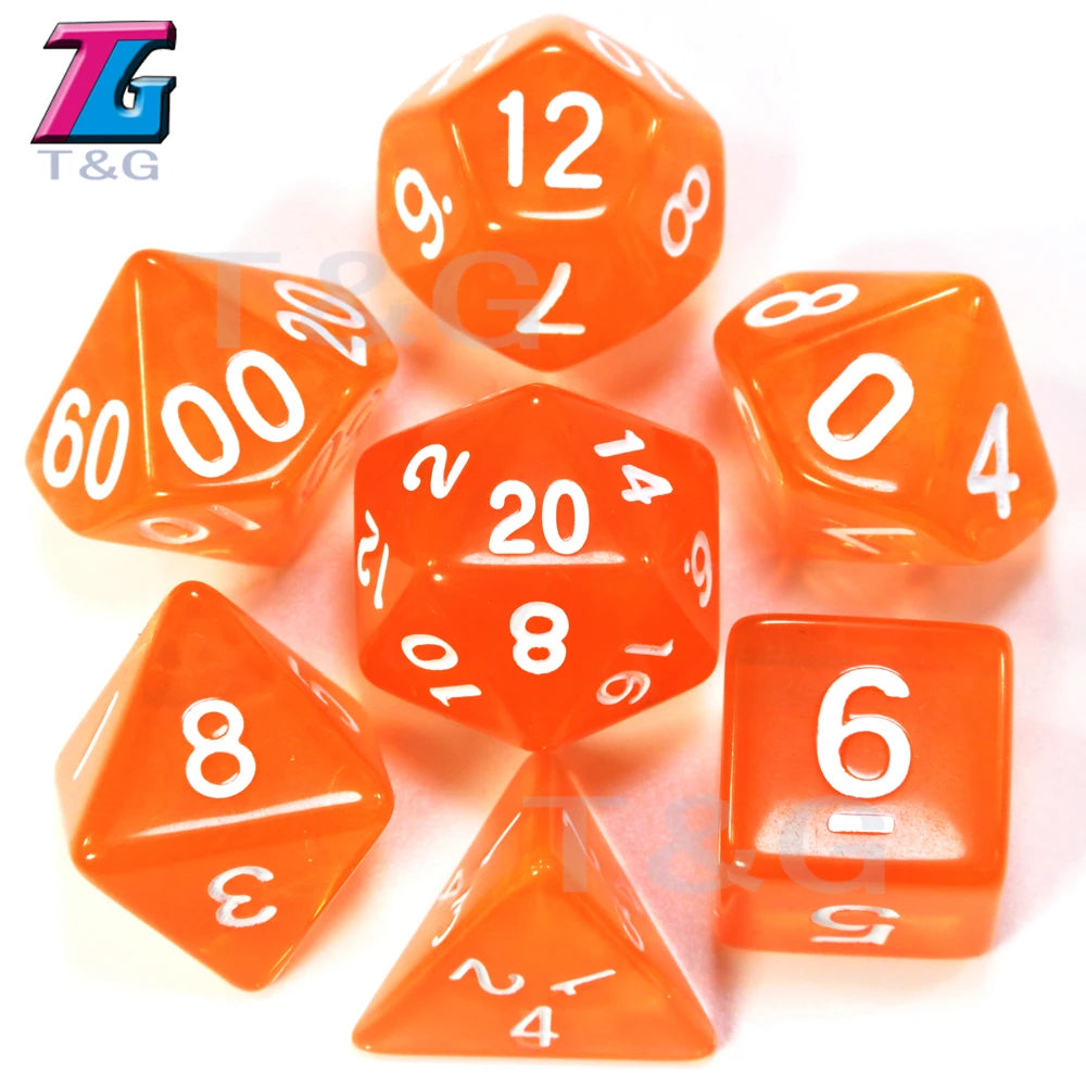 Wholesales 7pc/lot Dice Set Polyhedral D4,D6,D8,D10,D10%,D12,D20 Colorful Accessories for Board Game,DNDGame, RPG 25 Colors