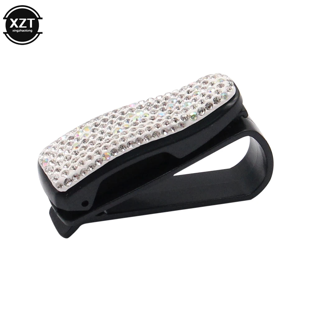 Rhinestone Diamond Sun Visor Glasses Fastener Clip Sunglasses Eyeglasses Holder Portable Clip Auto Car Ornament