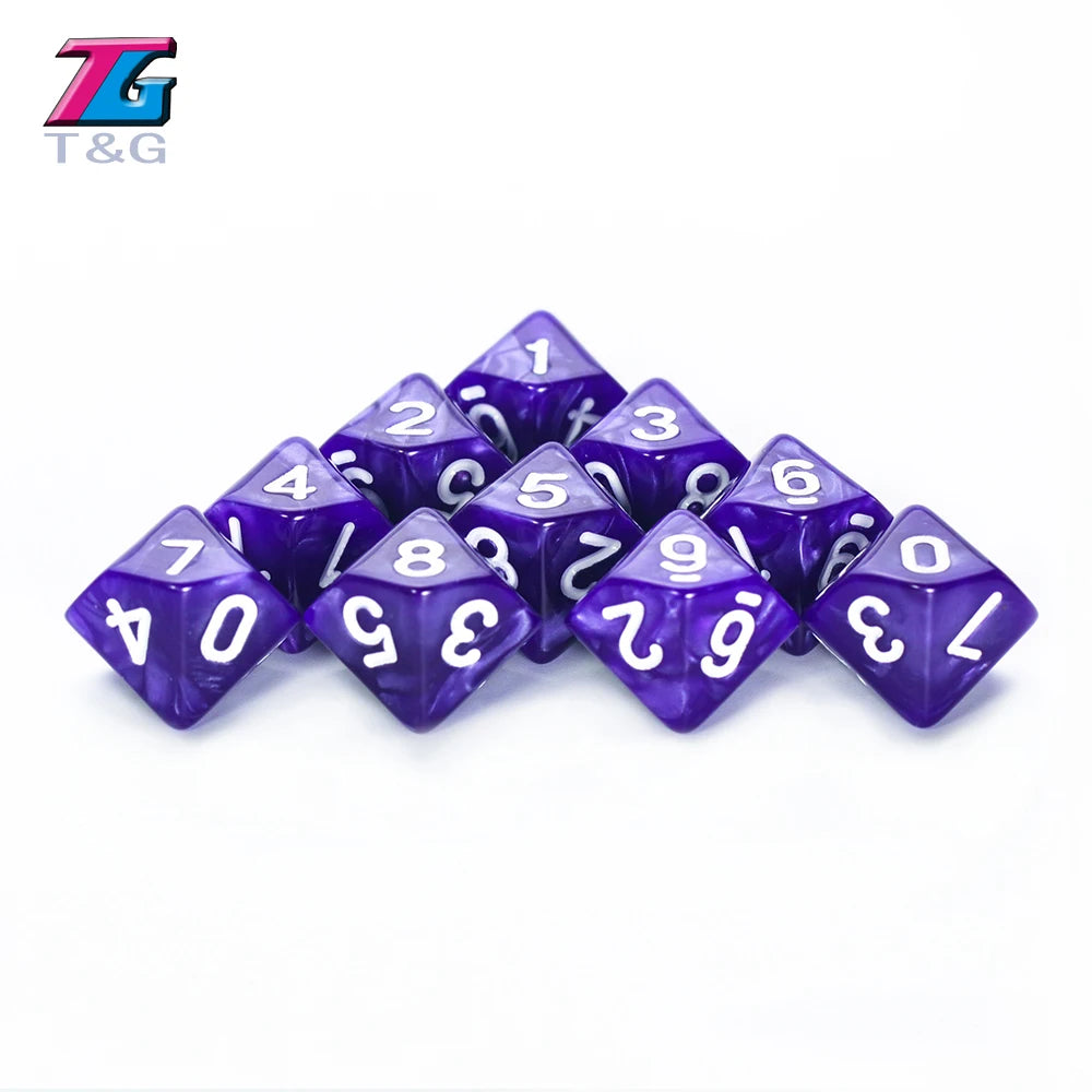 D10 Polyhedral Side Dice DND Games for Marble Transparent 10Pcs/Set for Funny Party Board Game