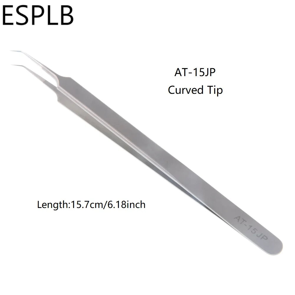 Ultra Thin Fly Line Tweezers 0.15mm AT-11JP Straight/AT-15JP Curved Stainless Steel Industrial Precision Tweezers