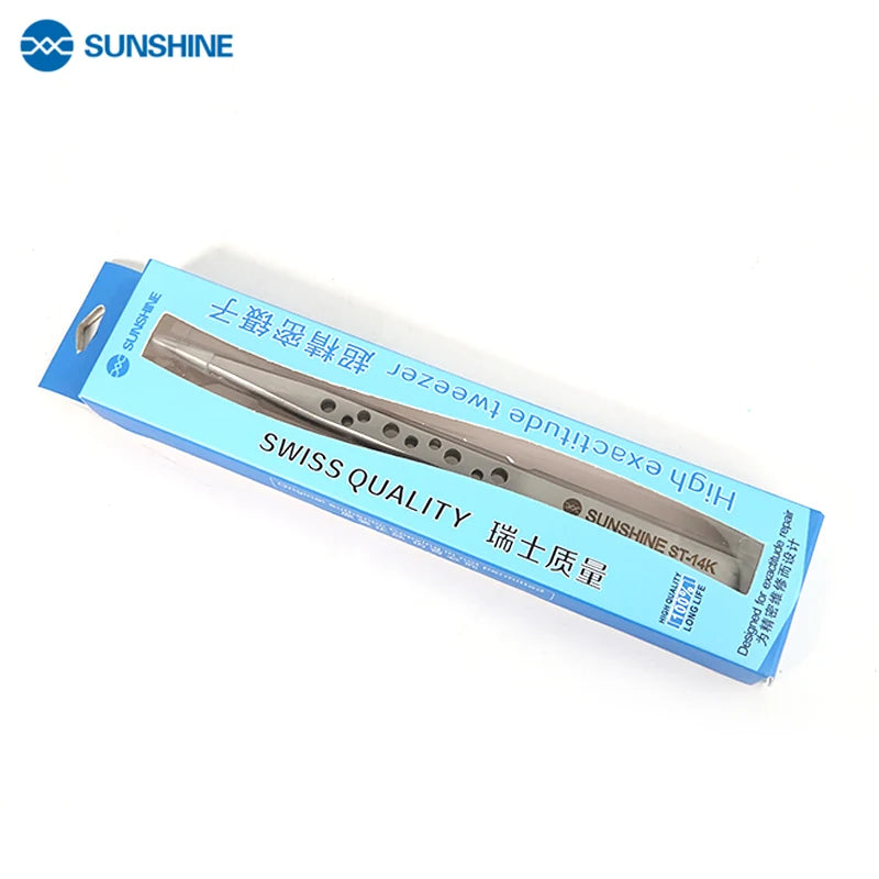 SUNSHINE ST-14K SUNSHINE ST-14K Tweezers ultra-precision straight tweezers With Holes Anti-Static Maintenance Tool For Repair