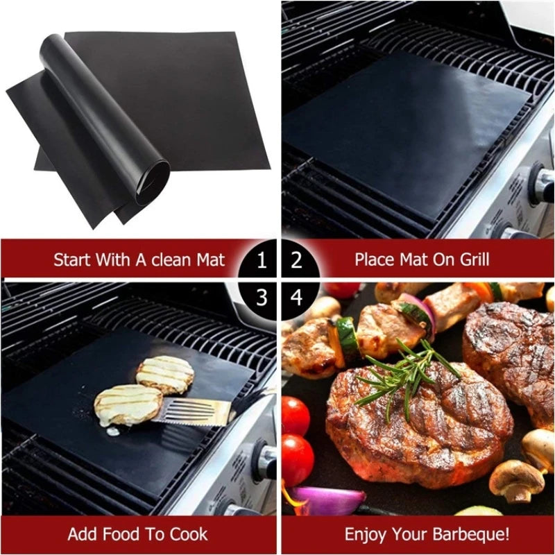 BBQ Grill Mat Barbecue outdoor Baking Non-stick Pad Reusable Cooking Plate 40 * 30cm For Party PTFE  Grill Mat Tools New