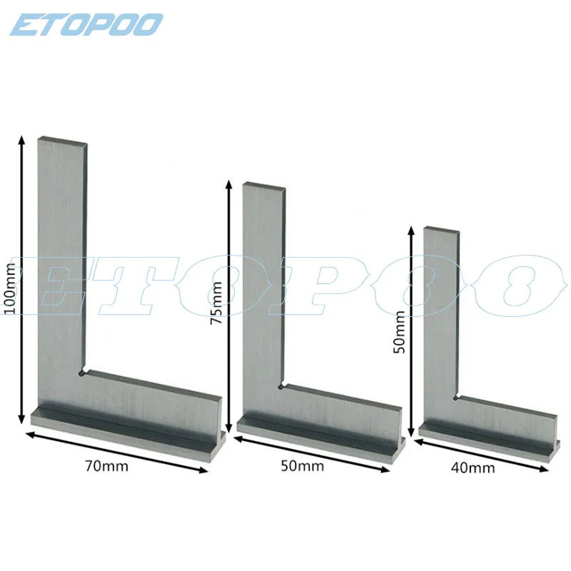 ETOPOO Measuring Tools DIN875/2 Standard With Stop Stainless Steel 90 Degree Miter Angle Corner Ruler Wide Base Gauge
