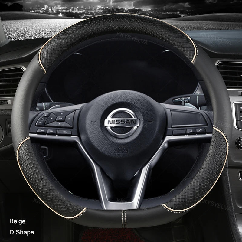 Car Steering Wheel Cover D Type PU Leather For Nissan X-trail Qashqai Rogue Sport Rogue 2017 2018 2019 2020 2021 Altima Versa