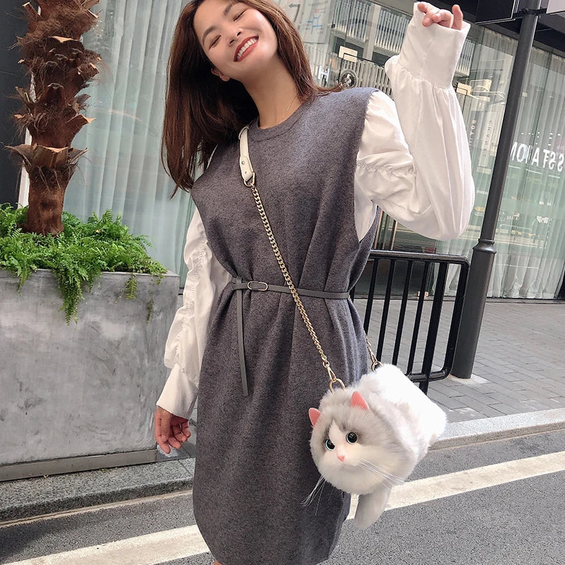 Women's luxury bags luxury designer handbag for Women's bag cat  Bags for women faux fur bag Irresistible you bag
