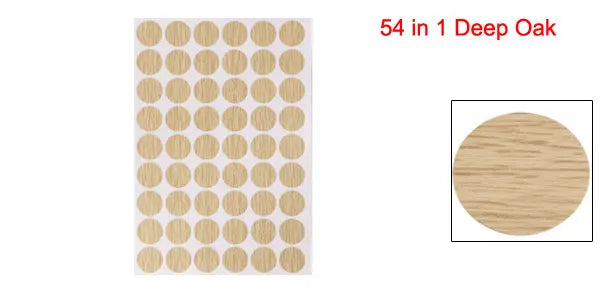 Uxcell 54 in 1 Self-adhesive Screw Hole Stickers,1-Table Self-adhesive Screw Covers Caps Dustproof Sticker 21mm Deep Oak