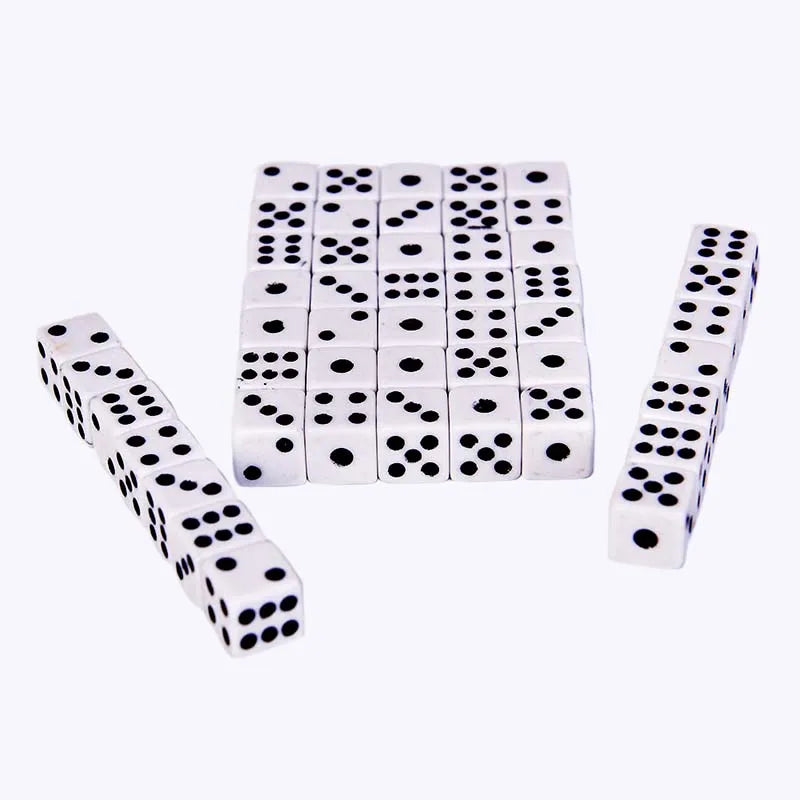 50 Pieces Dices 8mm Birthday Parties Board Game Wholesale Plastic White Gaming Dice Standard Six Sided Decider