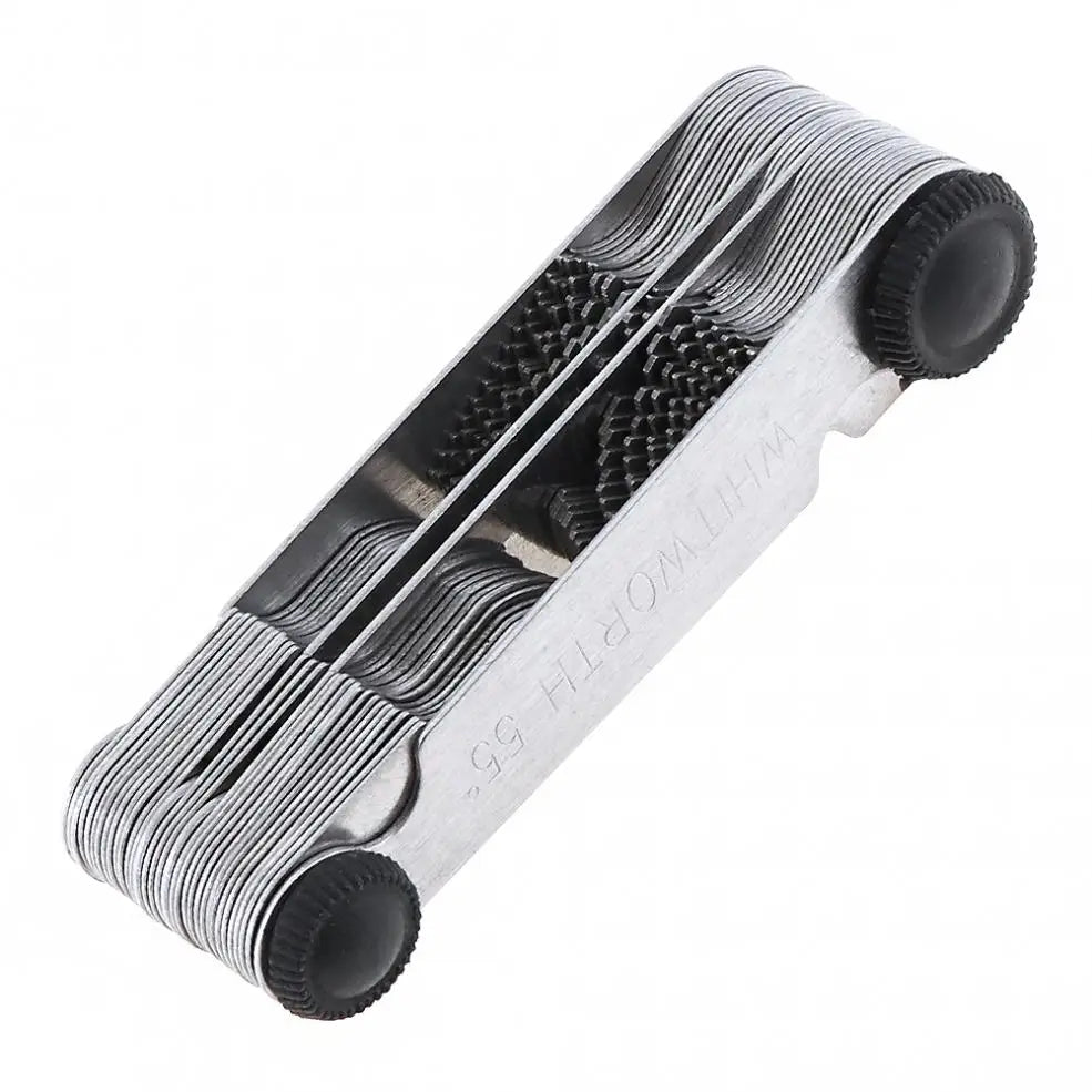 55-60 Degree Stainless Steel Screw Gauge Metric Inch US Thread Plug Gauge Gear Tooth Thread Pitch Folding Measuring Tool