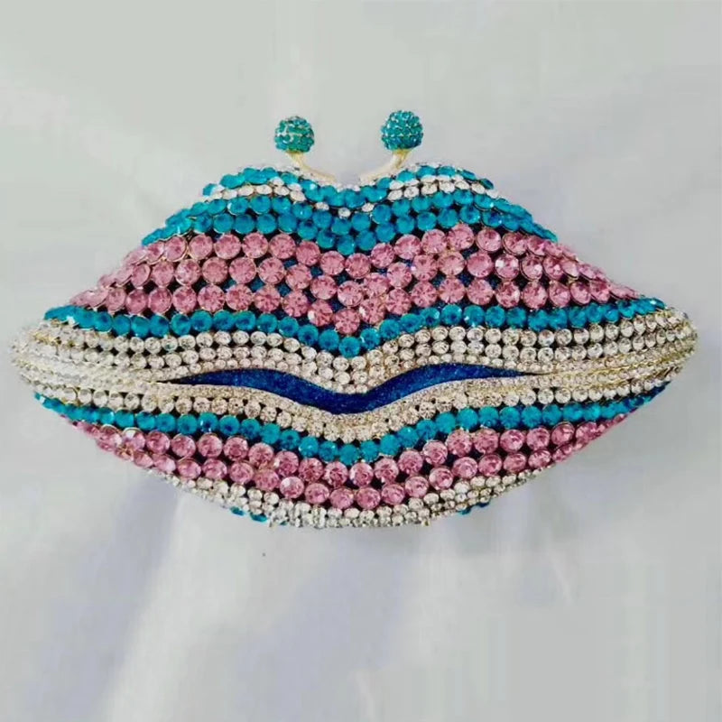 New Arrival Mouth Crystal Evening Bag Yellow/AB Diamond Wedding Bridal Clutches Purses Women’s Rhinestone Mini Minaudier Handbag