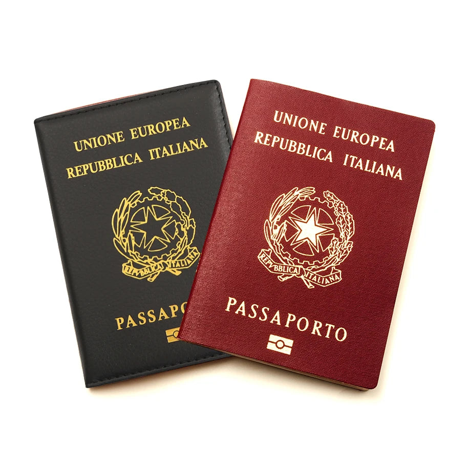 Top Quality Italy Passport Cover Women Travel Italian Passport Case Pu Leather Black Cover for Passport Travel Passport Holder