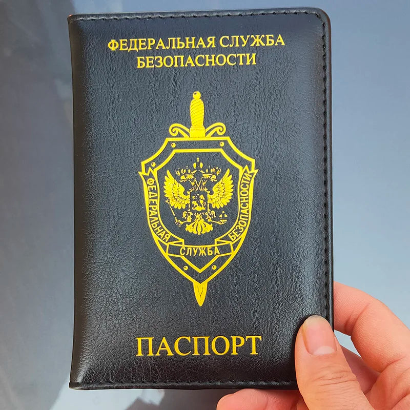 Russia Passport Cover women FSB the federal security service pu leather passport case travel wallet