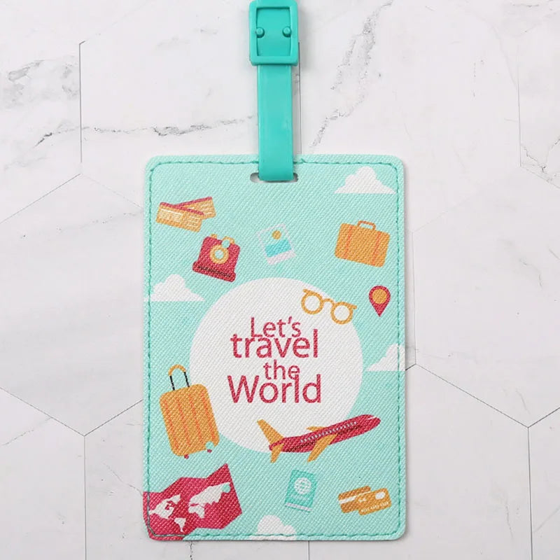 Creative World Map High Quality Travel Accessories Luggage Tag PU Suitcase ID Addres Holder Baggage Boarding Tag Portable Label