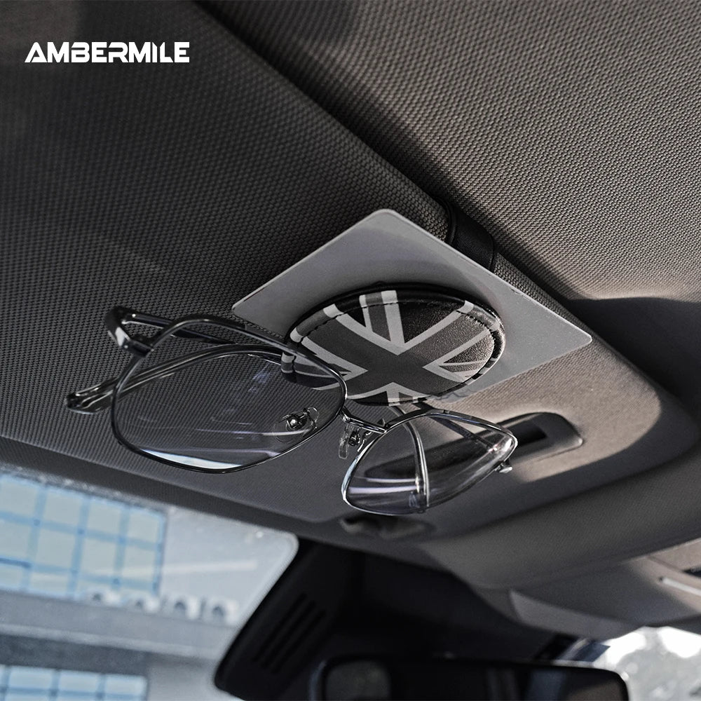 AMBERMILE for Mini Cooper F54 F55 F56 F60 R55 R53 R56 R60 R59 Universal Car Glasses Case Sunglasses Holder Storage Portable Clip