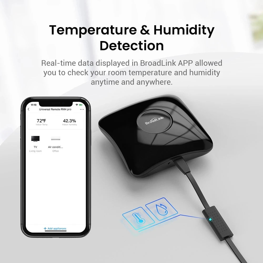 BroadLink RM4 Pro+ HTS2  Version Wireless Universal Remote Hub withTemp and Humidity Sensor Smart Home Solution