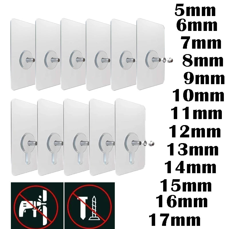 2PCS Drill-free Self-adhesive Screws Nail Heavy Duty Punch-Free Non-Marking Nails Screw Home Nailless Wall Hook Screw Rods