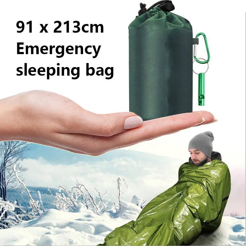 Emergency Survival Sleeping Bag 26 Micron PE Aluminized Film Camping Hiking Waterproof Thermal Insulation Emergency Blanket Tent
