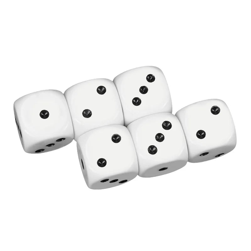 6Pcs/set High-grade Resin Dice 16mm Rounded Corners White Dots Dice Bar KTV Dice Minimum 1 Point Maximum 3 Points