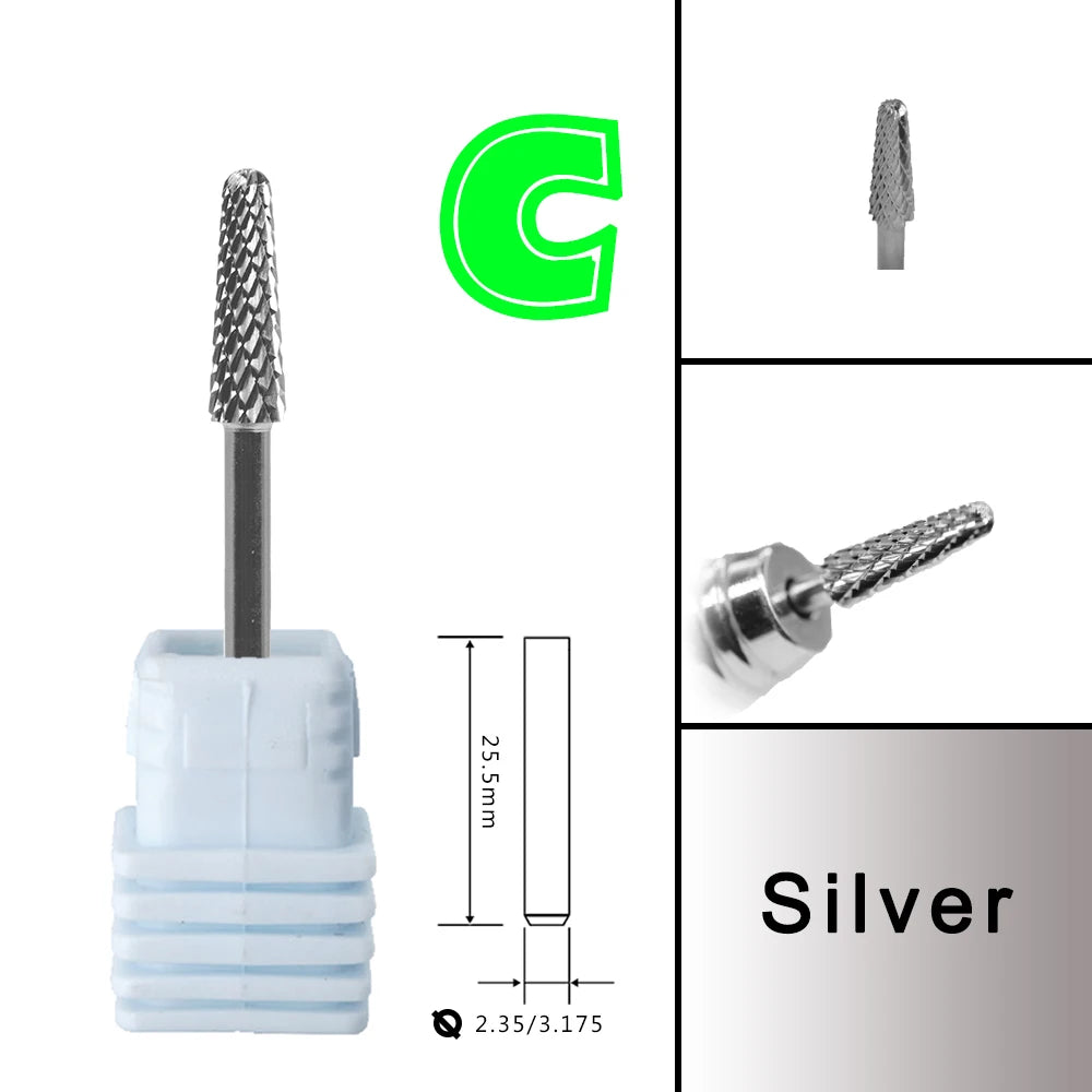 RolinStar 4.0mm Cone Gold Silver Cuticle  steel Carbide Clean Safety nail drill bit file gel polish remover