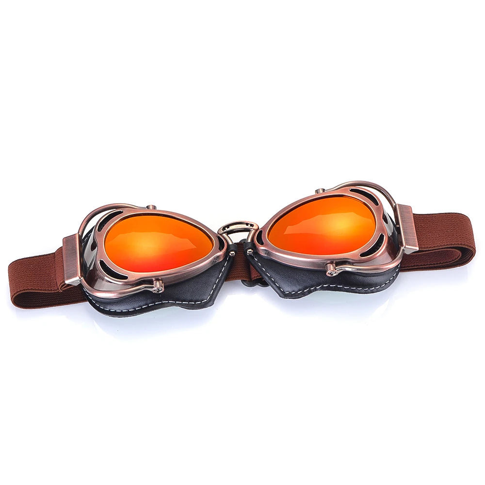 BJMOTO Motorcycle Helmet Steampunk Glasses Flying Goggles Vintage Pilot Biker Eyewear Goggle