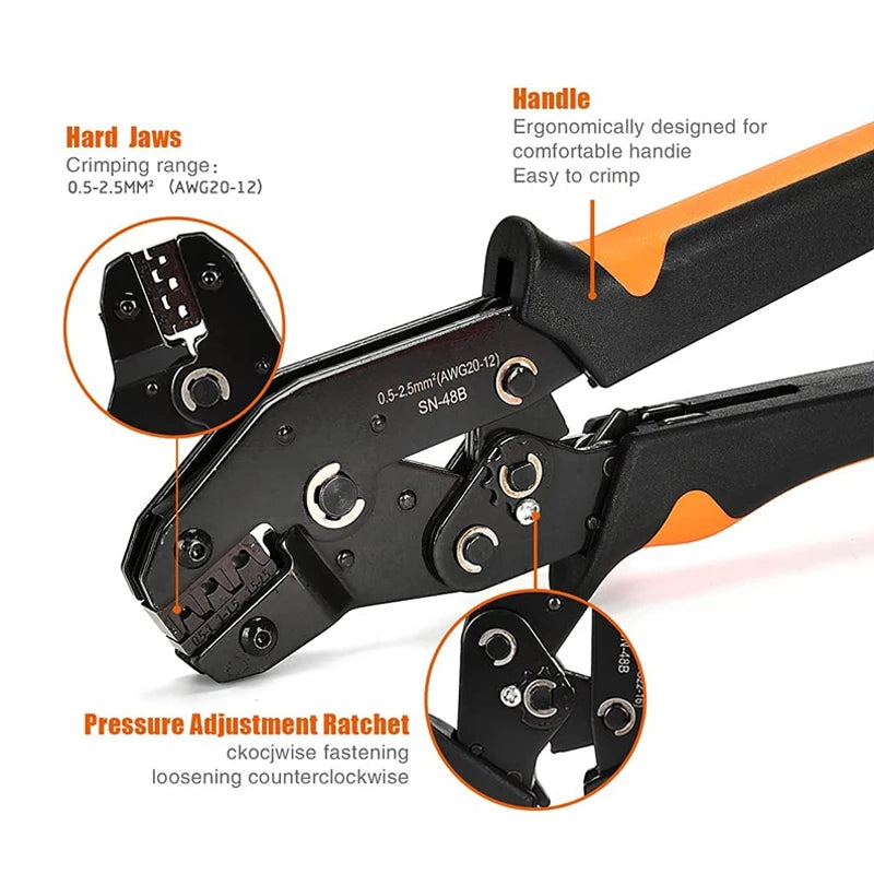 SN-48B crimping pliers flat receptacle set Ferrule crimping tool cable lugs set pliers wire crimp terminal crimping set