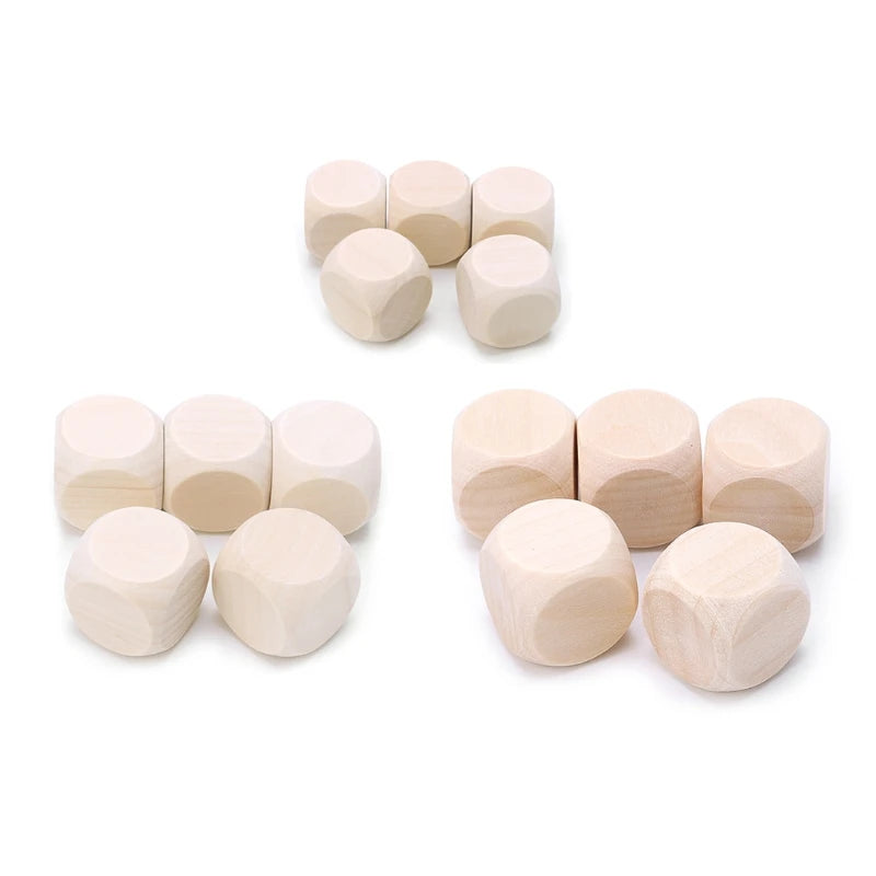 5Pcs Sided Blank Wood Dice Party Family DIY Games Printing Engraving Kid Toys