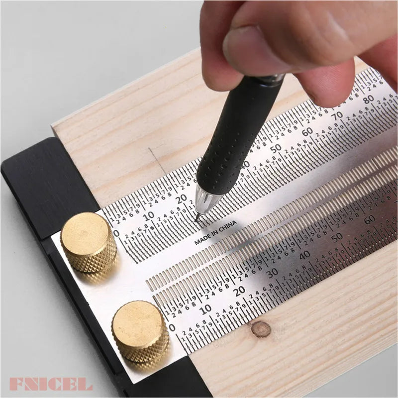 Woodworking Line Scribe 180-400mm T-type Ruler Hole Scribing Ruler Crossed-out Tool Line Drawing Marking Gauge Measuring Tool