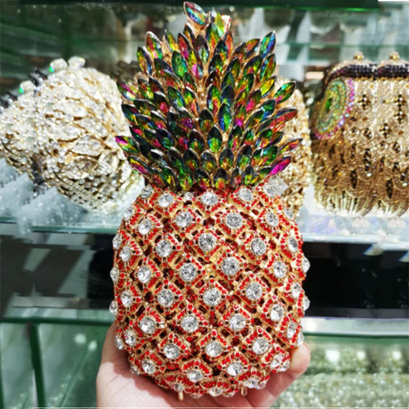 Blue Stone Pineapple Bag Diamond White Party Dinner Clutches Crystal Women Prom Formal Handbags For Lady Rhinestone Purses Bags