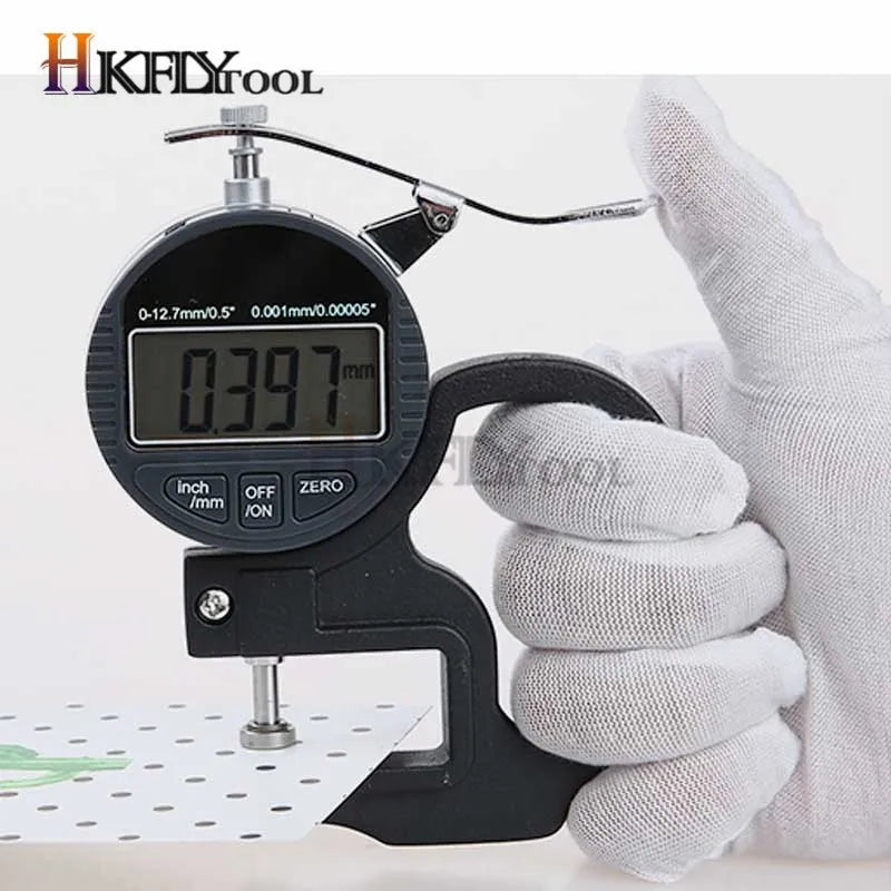 0.001mm/ 0.01mm Digital Display Thickness Gauge Meter 12.7mm Portable LCD Electronic Thickness Tester