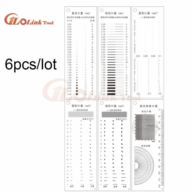 1sets Gauge Point Gauge Transparent Film Stain Card Comparison Card Stain Crack Contrast PET Dot Line Surface Quality Inspection