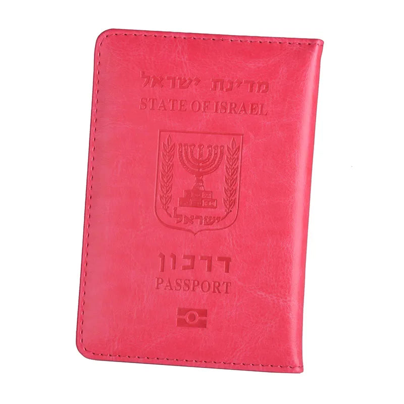 Israel Passport Cover Multicolour PU Leather Hebrew Travel Document ID Credit Card Holder Case Wallet Men Women