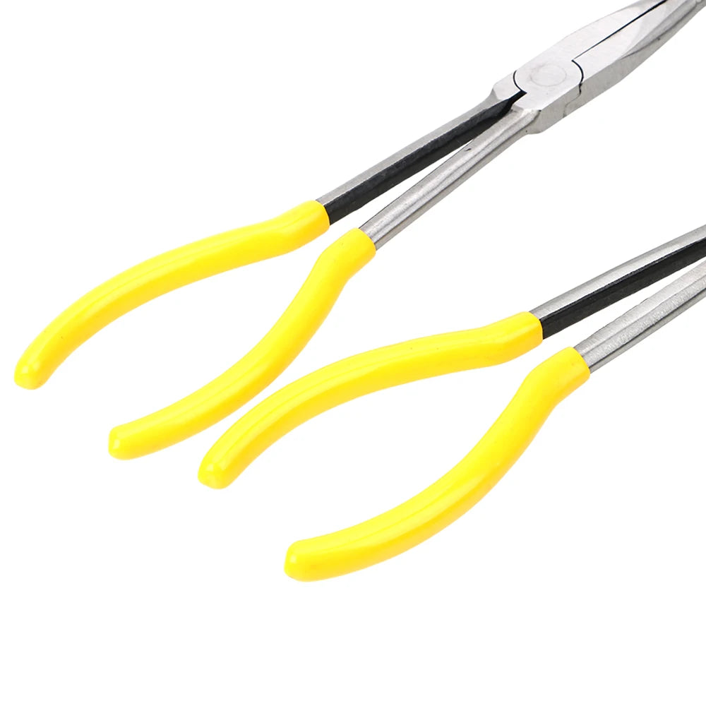 DIY Extra Long Nose Pliers Straight Bent Tip Mechanic Equipment Hand Removal Tools Spanner Clips Auto Care Kit Car Accessories