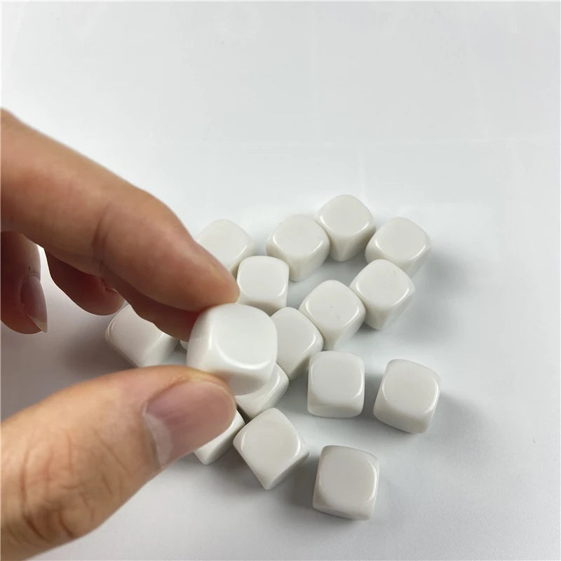10pcs White 10/12/14/16/18/20mm Blank Dice Acrylic Rounded Corner D6 Blank RPG Dice Can Write DIY Carving Dice