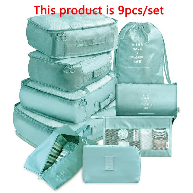 6/8/9pcs/Set Travel Organizer Storage Bags Suitcase Packing Set Storage Cases Luggage Organizer Clothes Bra Shoe Tidy Pouch Bag