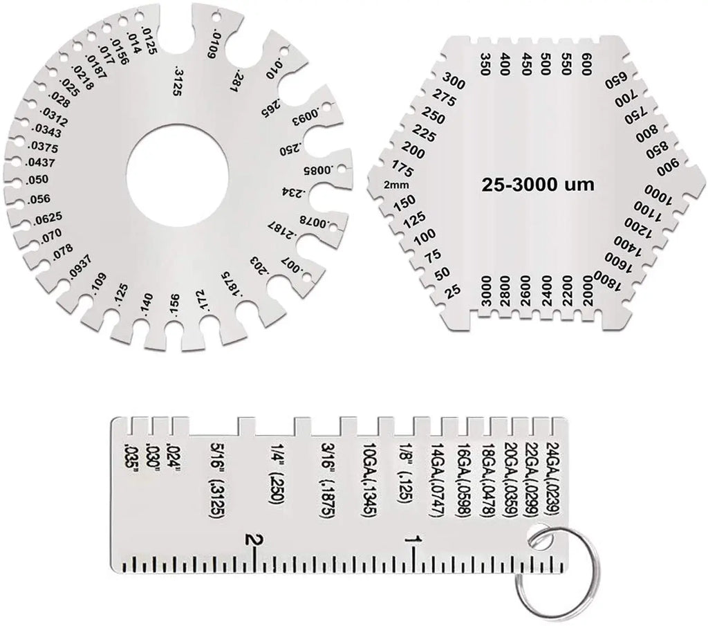 3 Model Metal Welding Gauge Wire Thickness Gauge & Round Dual-Sided Metal Sheet Gauge & 25-3000um Wet Film Comb America Standard