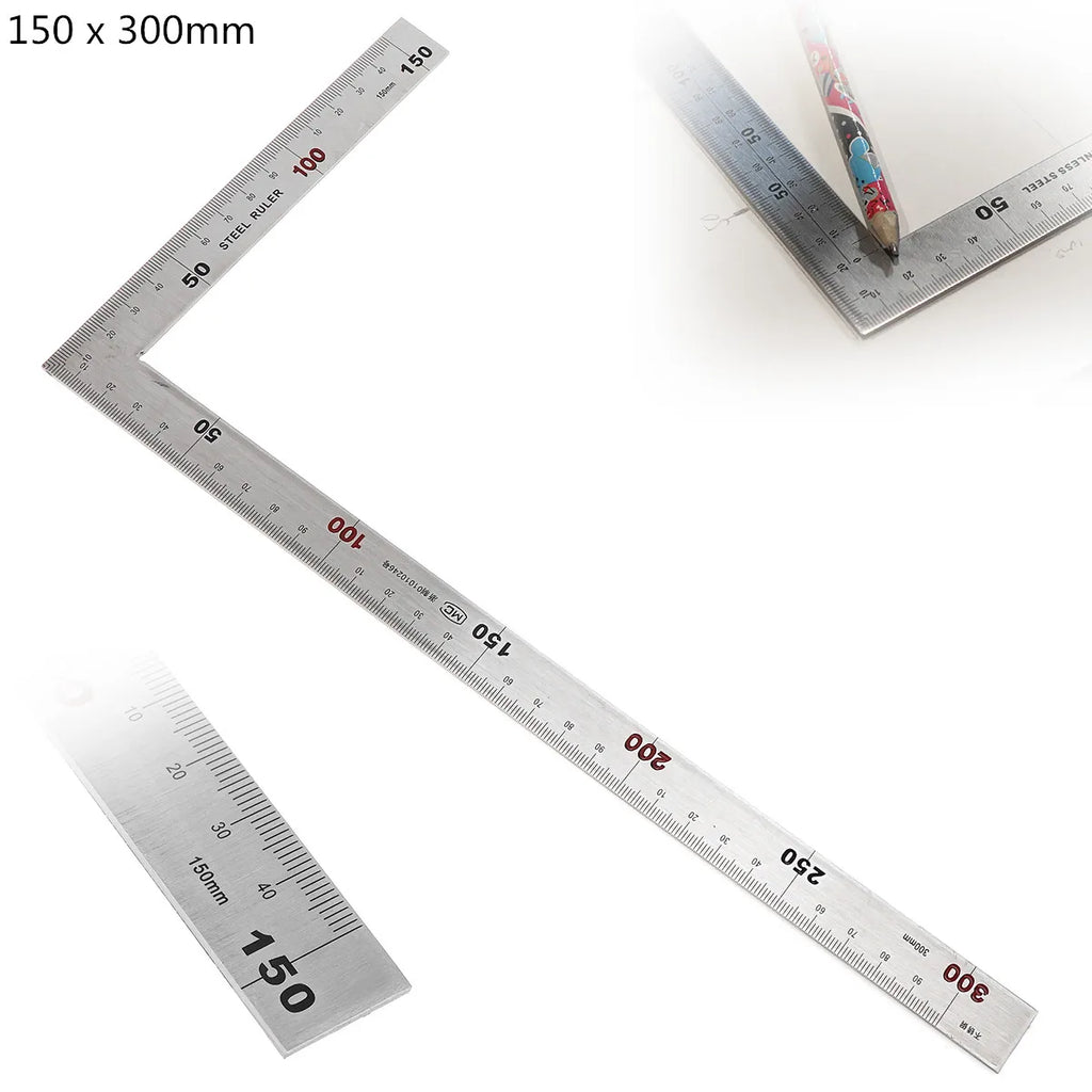 1pc Metal Steel Square Set 90 Degree Angle Metric Try Mitre Square Ruler 150 x 300mm 250x500mm Measurement Instruments