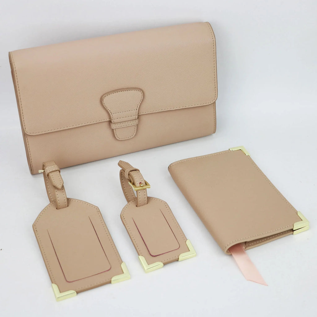 monogrammed saffiano leather travel collection gift travel set kits leather passport holder cover travel tag long travel wallet