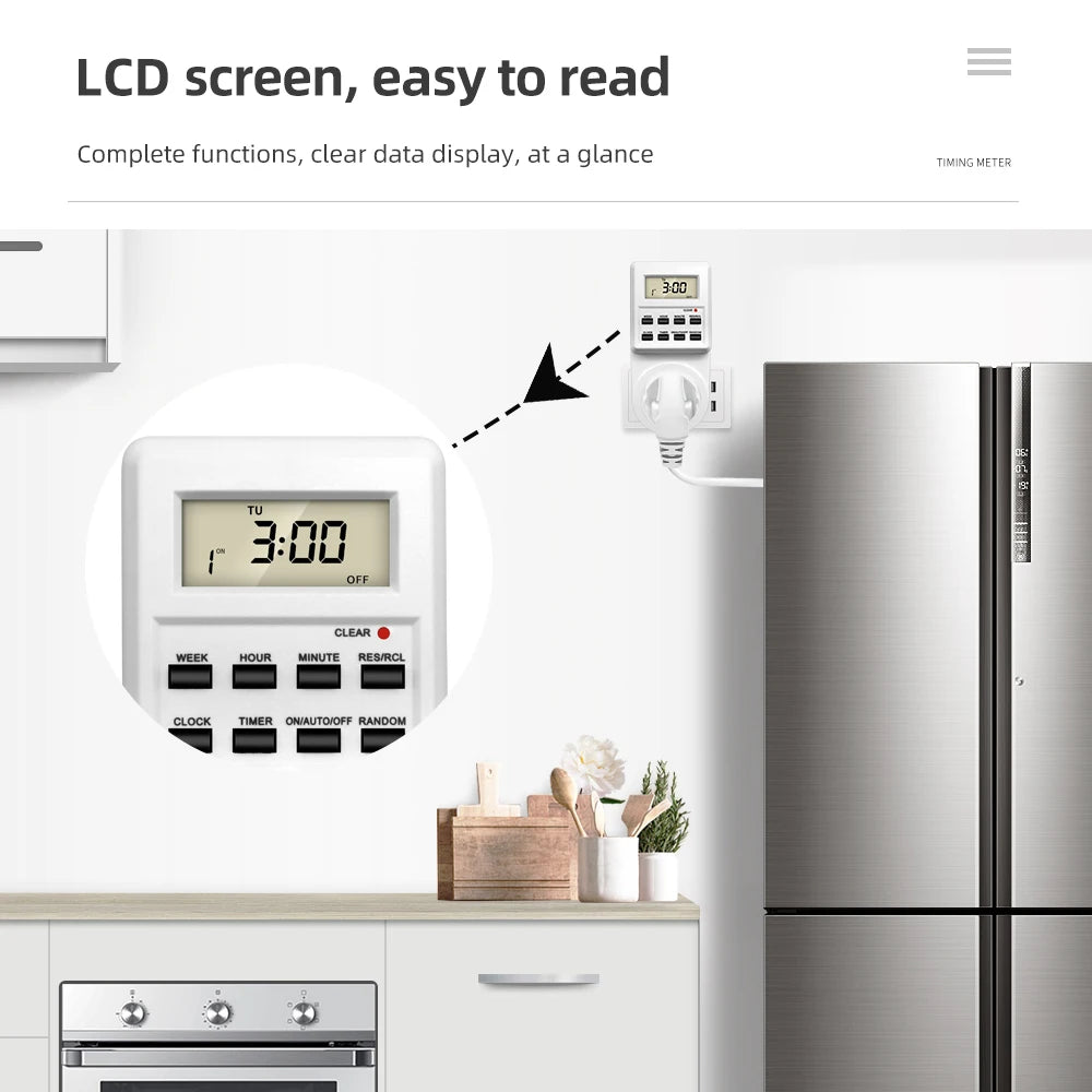 Digital Electronic Timer Switch Socket Kitchen Timer Outlet 24 Hour Programmable Timing Socket EU UK AU US BR FR IT TH Plug
