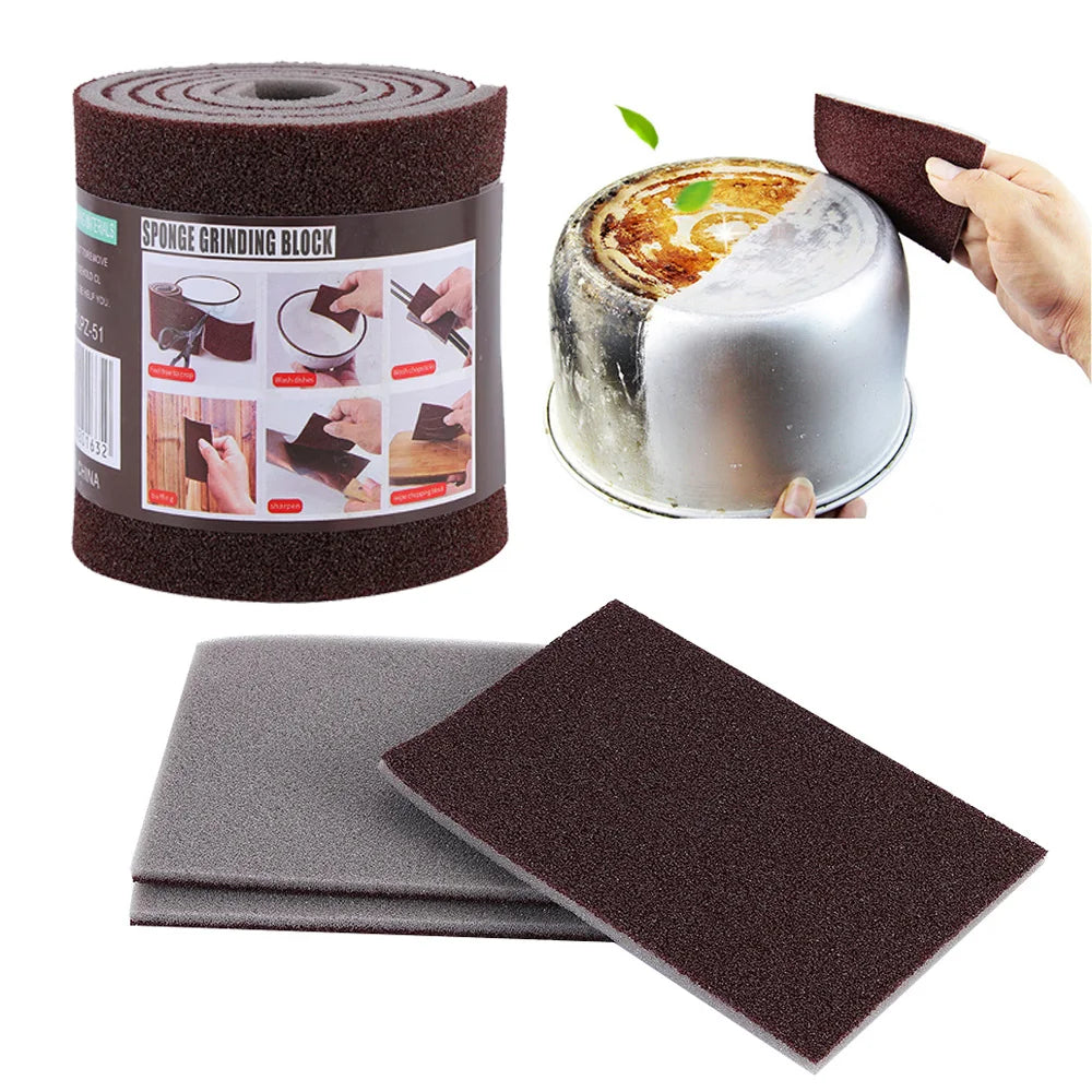 1pc/1Roll Nano Emery Sponge Kitchen Magic Cleaner Rust Rub Pot Sponge Cleaner Rust Scouring Household Kitchen Magic Pad