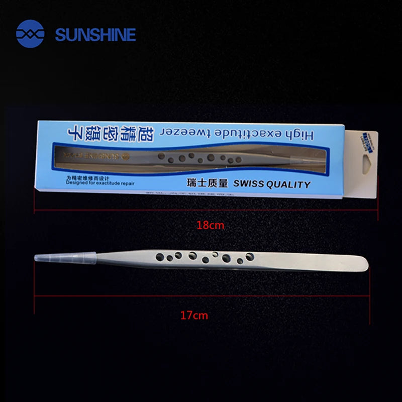 SUNSHINE ST-14K SUNSHINE ST-14K Tweezers ultra-precision straight tweezers With Holes Anti-Static Maintenance Tool For Repair
