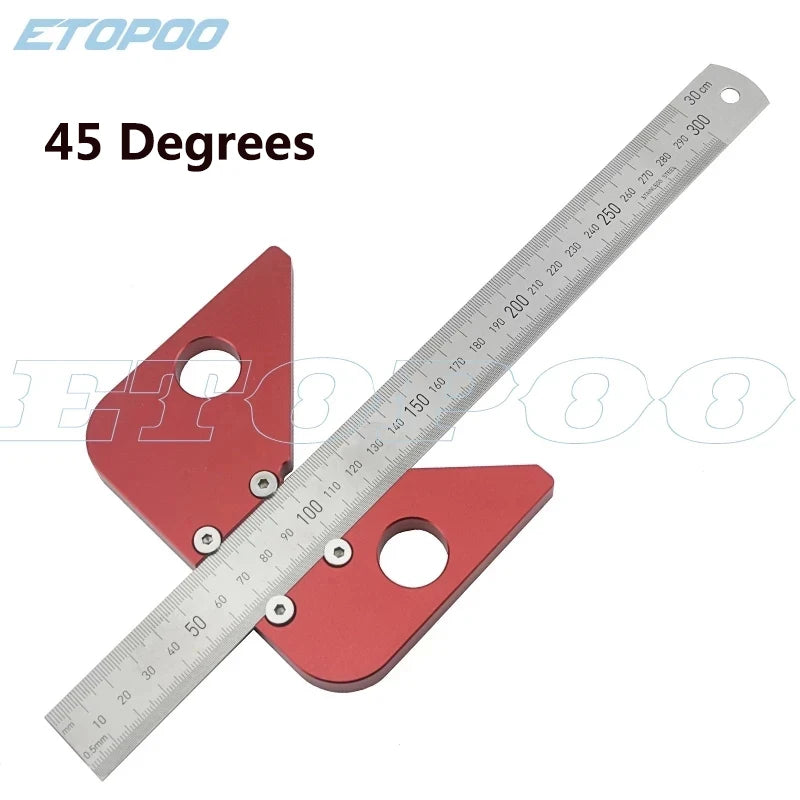 45 Degrees Center Scribe Square Center line Measuring Tool Aluminum Alloy Center Finder Line Gauge with Replaceable Ruler